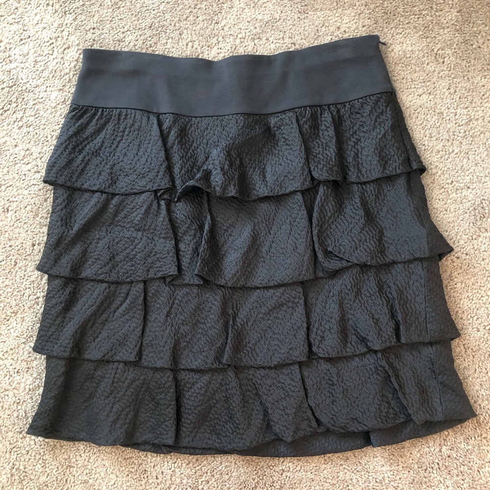 ANN TAYLOR Gray Silk Tiered Skirt